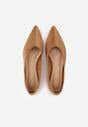 Jasnobrązowe Balerinki z Imitacji Zamszu z Noskiem w Szpic Egynome