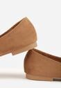 Jasnobrązowe Balerinki z Imitacji Zamszu z Noskiem w Szpic Egynome