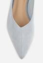 Niebieskie Balerinki z Imitacji Zamszu z Noskiem w Szpic Egynome