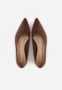Brązowe Balerinki z Imitacji Zamszu z Noskiem w Szpic Egynome