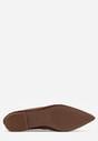 Brązowe Balerinki z Imitacji Zamszu z Noskiem w Szpic Egynome