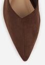 Brązowe Balerinki z Imitacji Zamszu z Noskiem w Szpic Egynome
