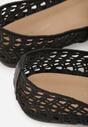 Czarne Ażurowe Balerinki z Imitacji Plecionki z Paskiem Naeraea