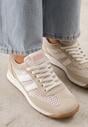 Beżowe Casualowe Sneakersy z Siateczkowymi Wstawkami Kassadina