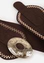 Brązowy Pasek w Kowbojskim Stylu z Nitami i Metaliczną Tłoczoną Klamrą Pretizia