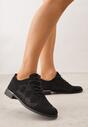Czarne Ażurowe Półbuty z Metaliczną Wstawką Homonis