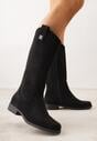 Czarne Botki Typu Kowbojki Ażurowe Ozdobione Metaliczną Aplikacją Iomosa