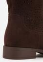 Brązowe Botki Ażurowe Ozdobione Metaliczną Aplikacją Iomosa