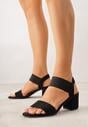 Czarne Sandały z Imitacji Zamszu na Słupku Ianolis