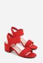Czerwone Sandały z Imitacji Zamszu na Słupku Ianolis