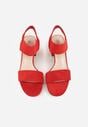 Czerwone Sandały z Imitacji Zamszu na Słupku Ianolis