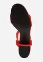 Czerwone Sandały z Imitacji Zamszu na Słupku Ianolis