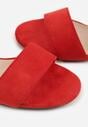 Czerwone Sandały z Imitacji Zamszu na Słupku Ianolis