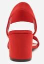 Czerwone Sandały z Imitacji Zamszu na Słupku Ianolis