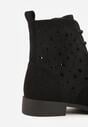 Czarne Sznurowane Botki z Ażurową Cholewką Zeliana