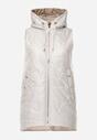 Jasnoszara Kamizelka z Nieodpinanym Kapturem i Geometrycznym Pikowaniem Kalousa