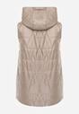 Jasnobrązowa Kamizelka z Nieodpinanym Kapturem i Geometrycznym Pikowaniem Kalousa