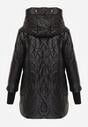 Czarna Pikowana Kurtka Przejściowa z Kapturem i Bocznymi Suwakami Mado