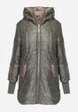 Zielona Pikowana Kurtka Przejściowa z Kapturem i Bocznymi Suwakami Mado