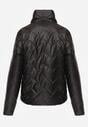 Czarna Dwustronna Kurtka Pikowana Ozdobiona Naszywką i Panterką Nemopis