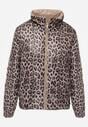 Ciemnobeżowa Dwustronna Kurtka Pikowana Ozdobiona Naszywką i Panterką Nemopis