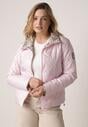 Różowa Dwustronna Kurtka Pikowana Ozdobiona Naszywką i Panterką Nemopis