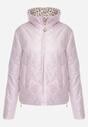 Różowa Dwustronna Kurtka Pikowana Ozdobiona Naszywką i Panterką Nemopis