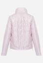 Różowa Dwustronna Kurtka Pikowana Ozdobiona Naszywką i Panterką Nemopis