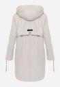 Beżowa Kurtka w Stylu Parki z Odpinanym Kapturem i Sznurkami Enang
