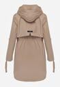 Brązowa Kurtka w Stylu Parki z Odpinanym Kapturem i Sznurkami Enang