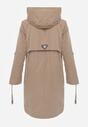 Brązowa Przejściowa Kurtka Parka z Kapturem i Podwijanymi Rękawami Tinarose