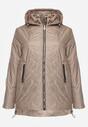 Brązowa Przejściolwa Pikowana Kurtka z Odpinanym Kapturem Nevistta