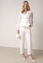 Biała Bluzka Kopertowa VICES z Dekoltem V Bufiastymi Rękawkami i Zaakcentowanymi Ramionami Tine