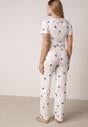 Biały Komplet Piżamowy z Elastycznego Materiału Spodnie i Bluzka w Serca Veys
