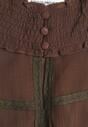 Brązowa Rozkloszowana Sukienka Ozdobiona Falbanami Paskiem i Guzikami Nevissia