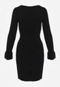 Czarna Sweterkowa Sukienka Dopasowana z Wiskozy z Falbankami i Guzikami Nevinndra