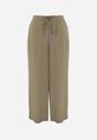 Zielone Wiskozowe Spodnie z Szeroką Nogawką i Wiązaniem w Talii Terisanna