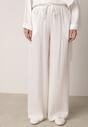 Białe Wiskozowe Spodnie z Szeroką Nogawką i Wiązaniem w Talii Terisanna