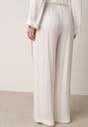 Białe Wiskozowe Spodnie z Szeroką Nogawką i Wiązaniem w Talii Terisanna