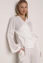 Biała Kopertowa Bluzka z Wiskozy Ozdobiona Wiązaniem Velanitte
