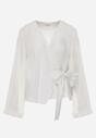 Biała Kopertowa Bluzka z Wiskozy Ozdobiona Wiązaniem Velanitte