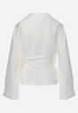Biała Kopertowa Bluzka z Wiskozy Ozdobiona Wiązaniem Velanitte