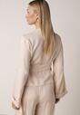 Beżowa Kopertowa Bluzka z Wiskozy Ozdobiona Wiązaniem Velanitte