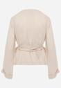 Beżowa Kopertowa Bluzka z Wiskozy Ozdobiona Wiązaniem Velanitte