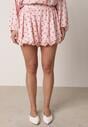 Różowe Szorty z Bawełną i Wiskozą o Kroju Bombki w Kropki Haros