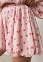 Różowe Szorty z Bawełną i Wiskozą o Kroju Bombki w Kropki Haros