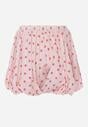 Różowe Szorty z Bawełną i Wiskozą o Kroju Bombki w Kropki Haros