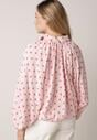 Różowa Bluza w Groszki z Wiskozą o Nietoperzowym Kroju z Kołnierzykiem Rayo