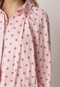 Różowa Bluza w Groszki z Wiskozą o Nietoperzowym Kroju z Kołnierzykiem Rayo