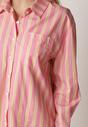 Różowa Bawełniana Koszula o Kroju Oversize Ozdobiona Pionowymi Paskami Ulialia